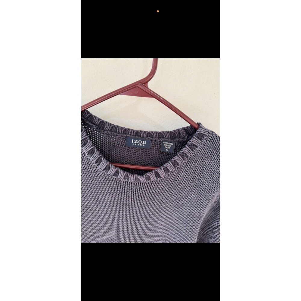 Vintage 90's IZOD Sweater Mens Medium M Faded Blue Vtg Long Sleeve Crew Neck - Picture 3 of 3